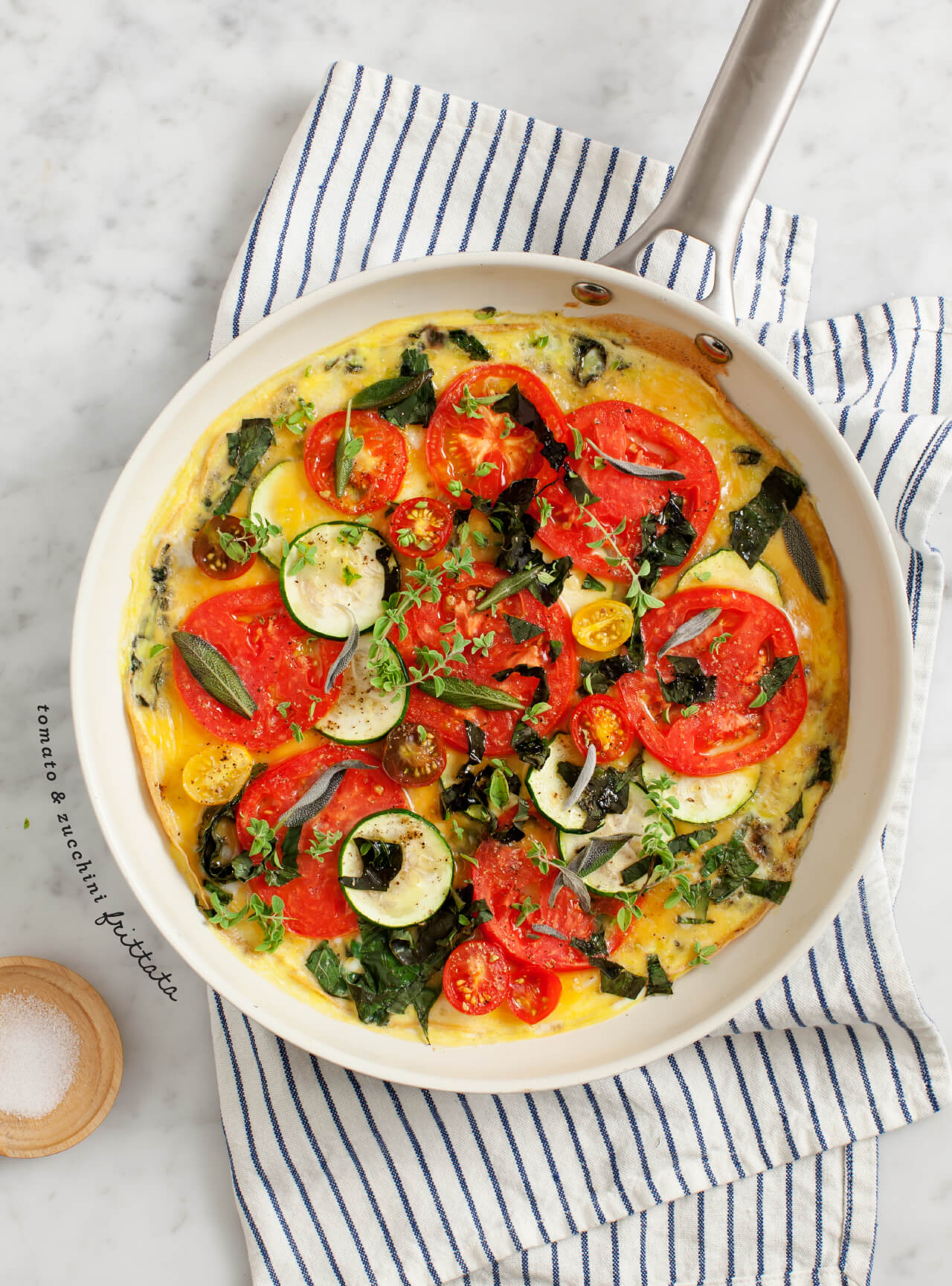 Protein packed tomato zucchini frittata. Mindful Eating. Pin Me!